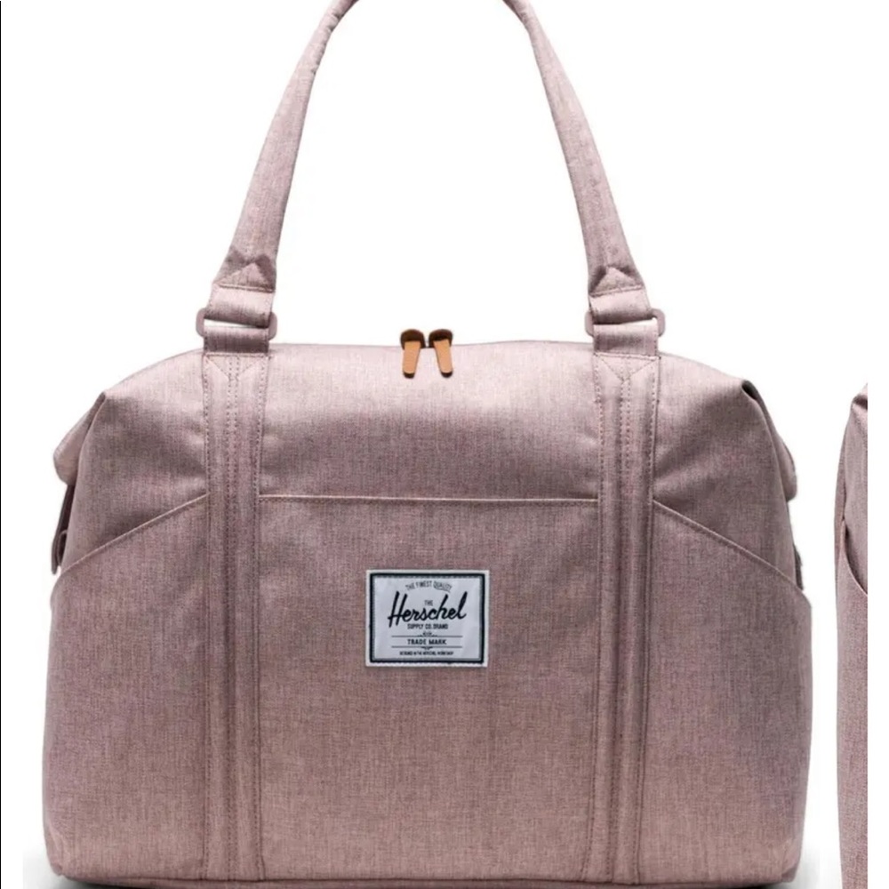 EUC Herschel Strand Tote Ash Rose Crosshatch